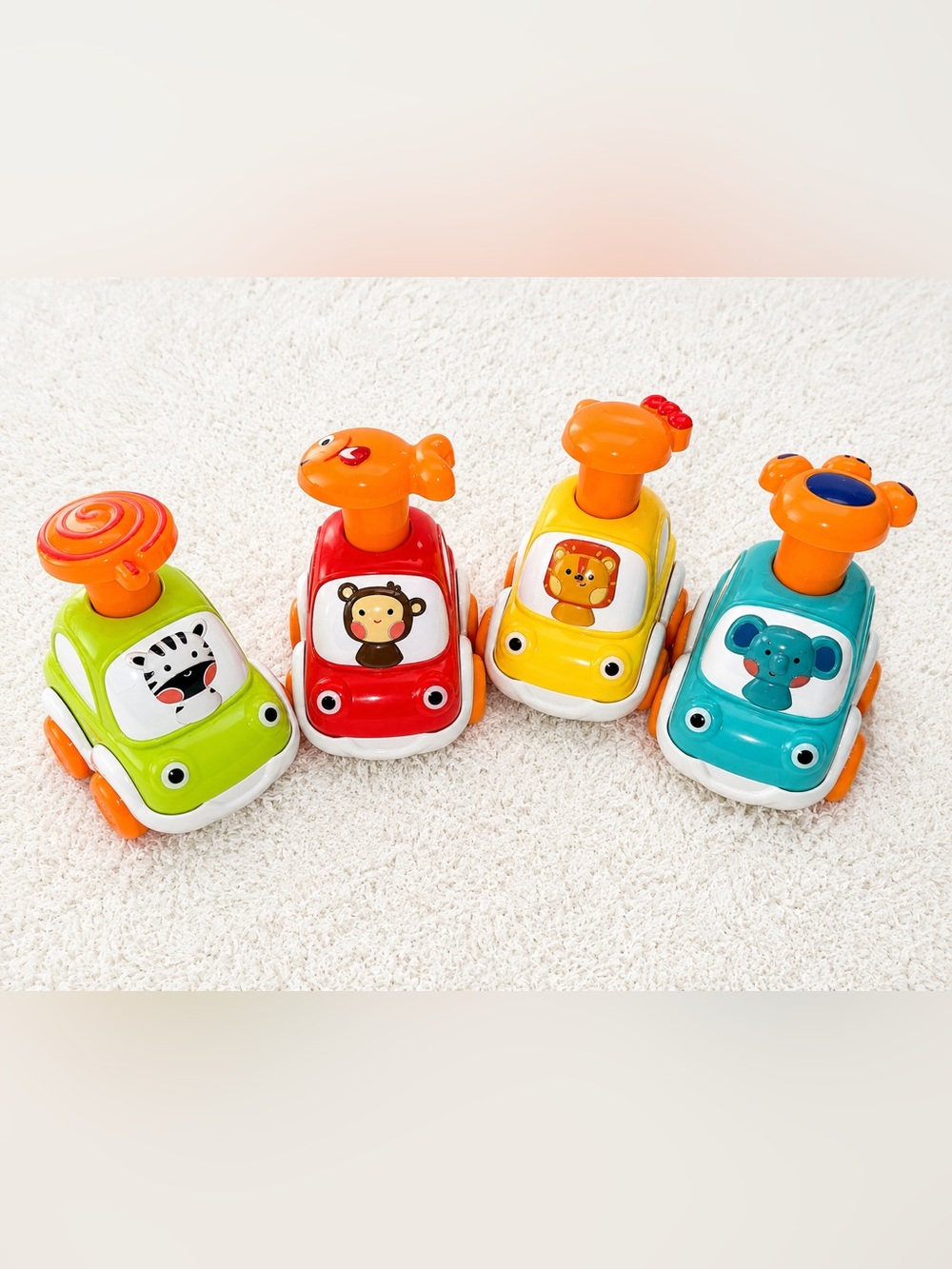 Press and Go Animal Cars Toddler Toy Set of 4 Moving Tails